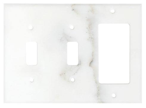 Calacatta Gold Marble  4 1/2 x 6 1/3 Switch Plate DOUBLE TOGGLE - ROCKER Wall Cover